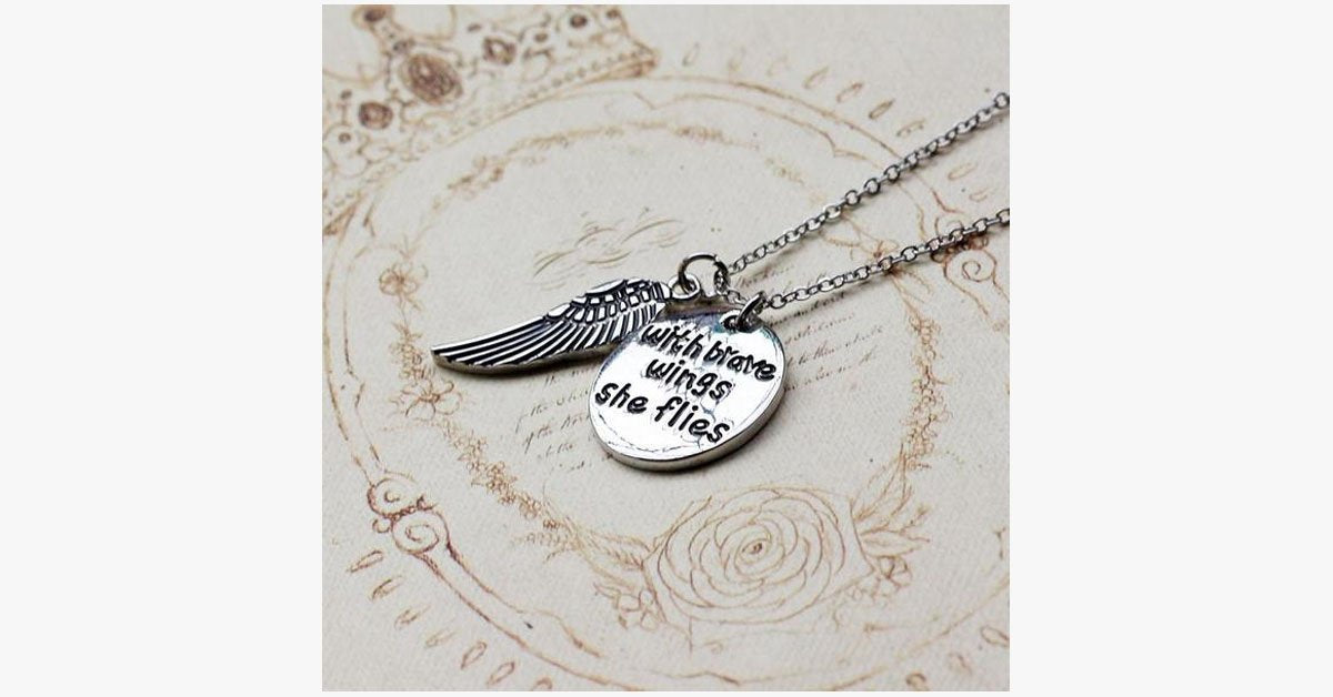 With Brave Wings She Flies Charm Pendant