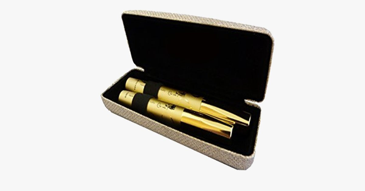 Thickening and Lengthening Black Mascara with Natural Fibres in Gold Display Case