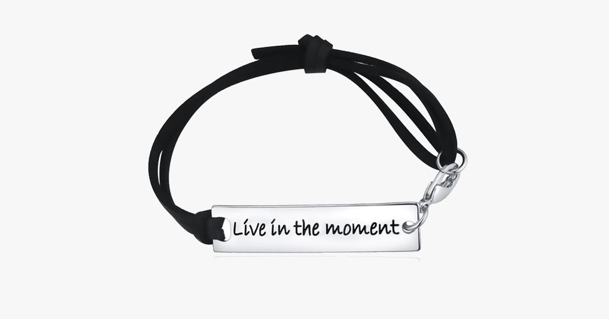 Live In The Moment Leather Strap Bracelet