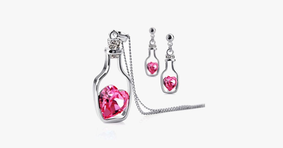 Love Bottle Necklace and Earring Set