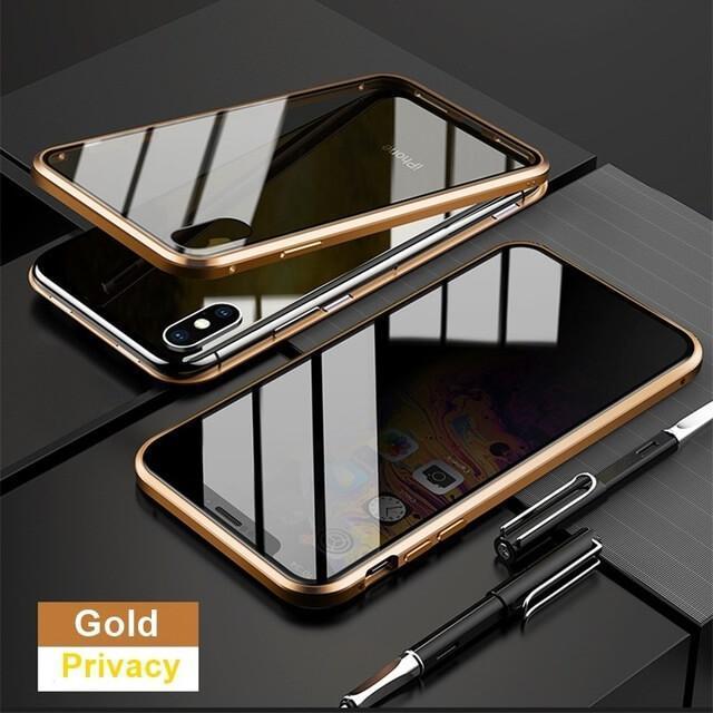 Anti-spy 360 Magnetic Adsorption Phone Case With Front+Back Glass