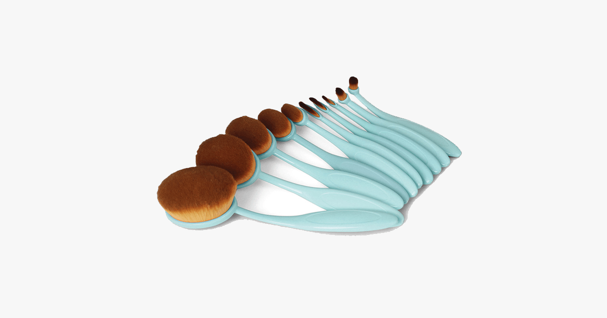 Ten Piece Oval Brush Set in Baby Blue – Get the Flawless Look