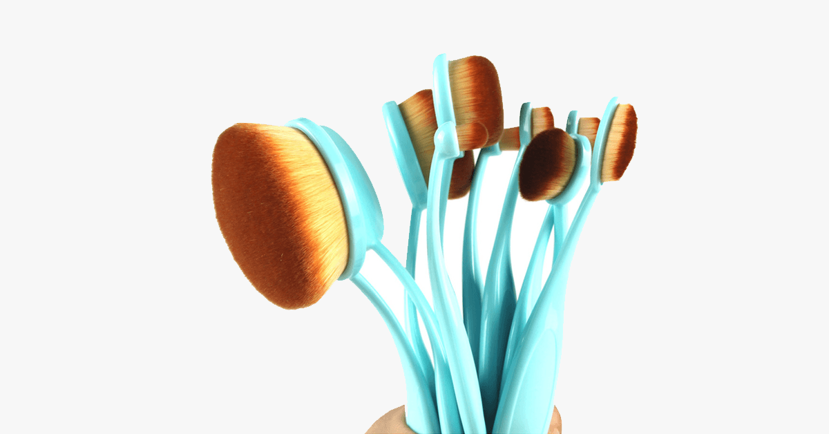 Ten Piece Oval Brush Set in Baby Blue – Get the Flawless Look