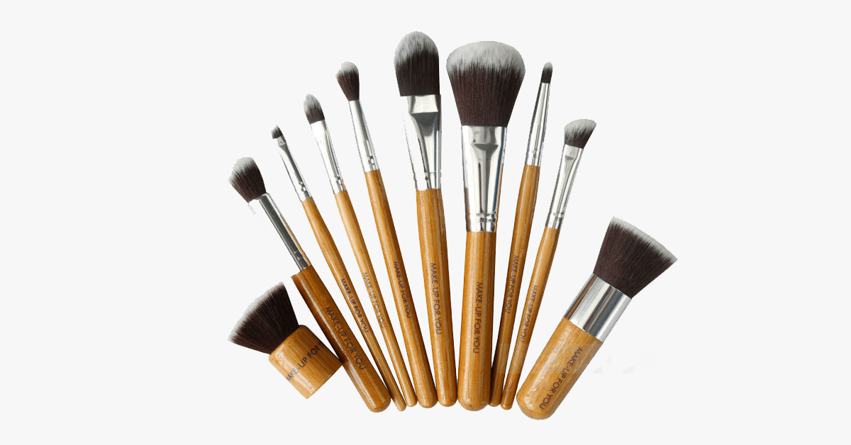 Eco-Friendly Bamboo Hair Brush Set With Free Case – A Set of 10 Makeup Brushes for Perfect Blending