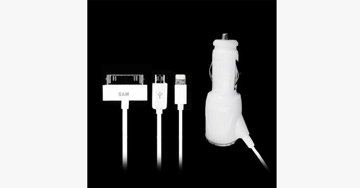 Three In One Car Charger – Charge Your Devices In Your Car!