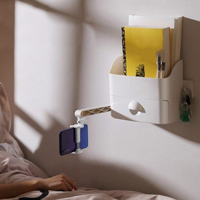 Multi-function Wall Mounted Bedside Shelf with Phone Holder