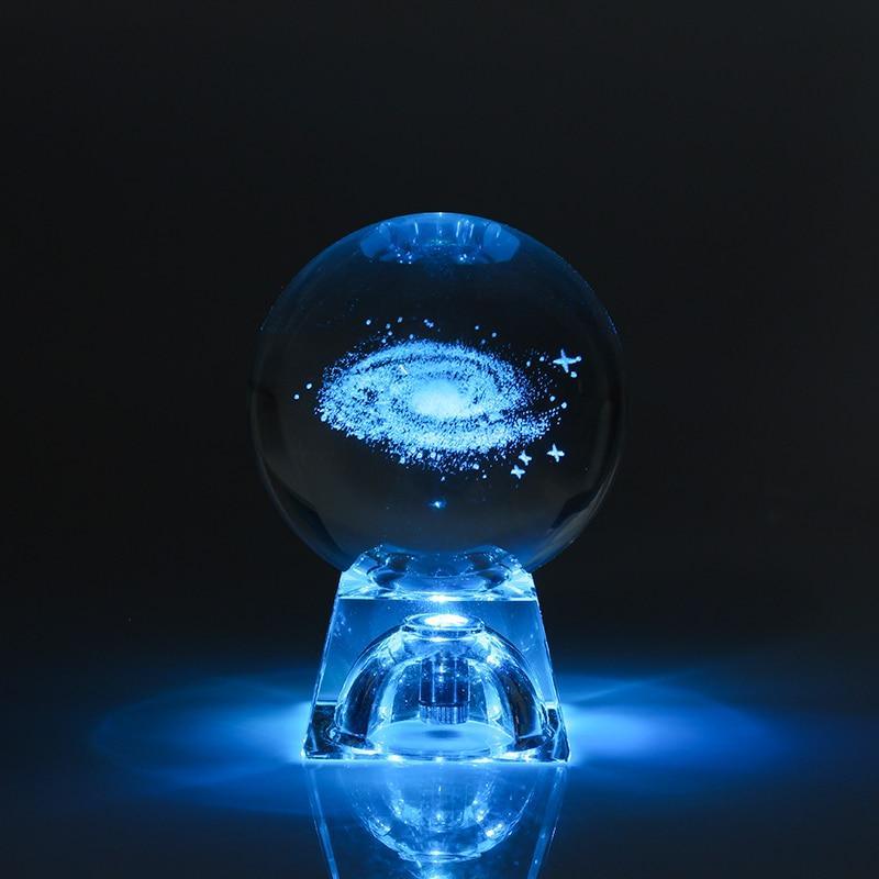 Engraved Galactic Solar System Crystal Ball Lamp
