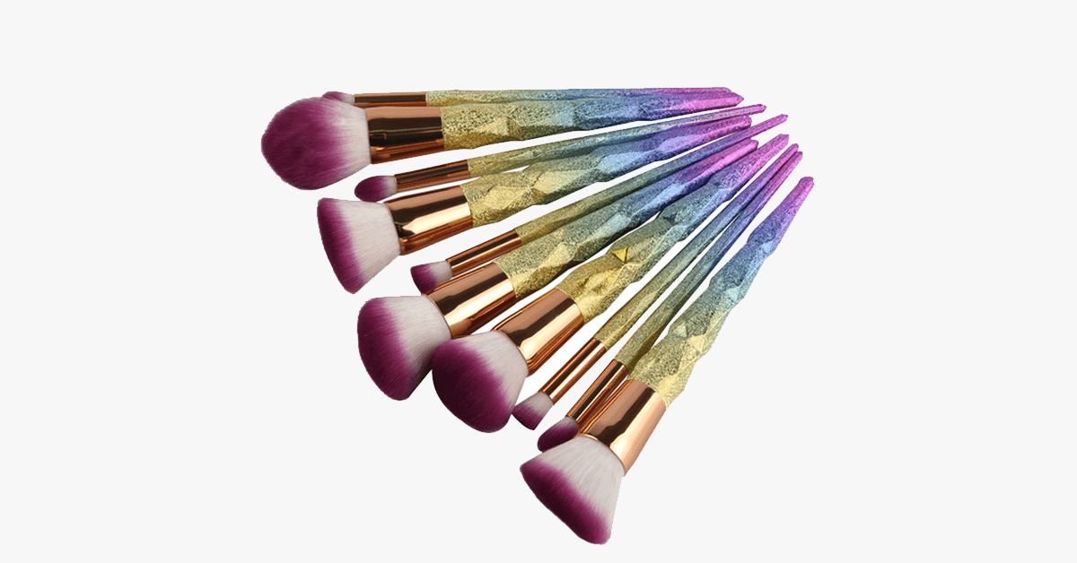 Rainbow Makeup 10 Piece Brush Set- Add Some Rainbow Sparkle to Your Makeup Collection