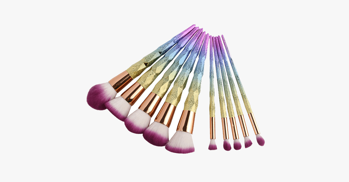 Rainbow Makeup 10 Piece Brush Set- Add Some Rainbow Sparkle to Your Makeup Collection