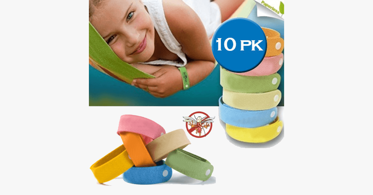 10 Pack Mosquito Repellent Bands - Assorted Colors