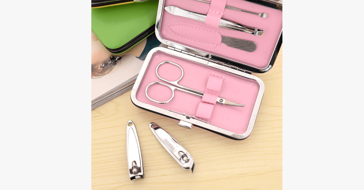 7 Piece Nail Clipper Kit - Comes in a Pink Case - Perfect for Manicure!