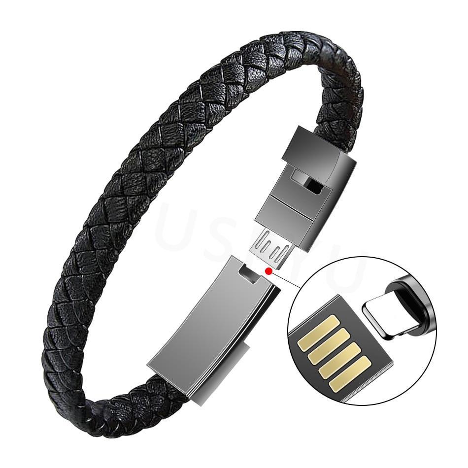 Outdoor Portable Leather Mini Micro USB Bracelet Charger