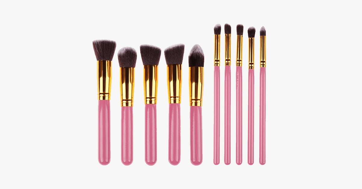 10 Piece Hand Crafted Kabuki Brush Set – Blend Makeup with Style