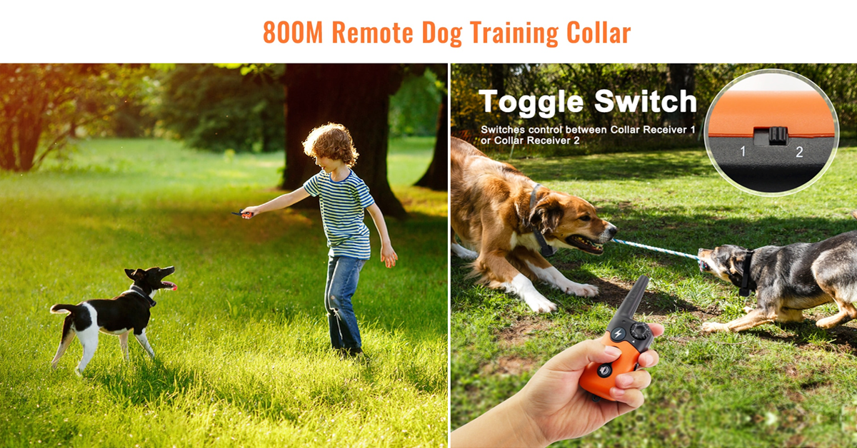 Dog Training Collar - Rechargeable Dog Shock Collar w/3 Training Modes, Beep, Vibration and Shock, 100% Waterproof Training Collar, Up to 660Ft Remote Range,