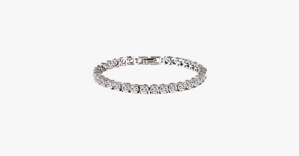 Diamond Eternity Bracelet in Silver Color - Round Cut Diamond Zircon Stones - Make You Look Gorgeous
