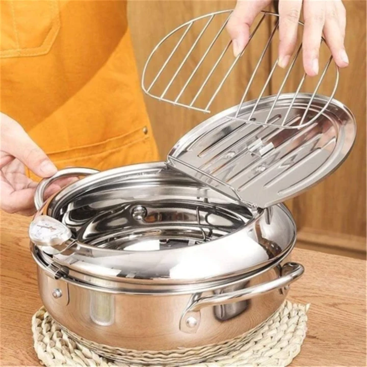 Mini 304 Stainless Steel Fryer With Lid And Temperature