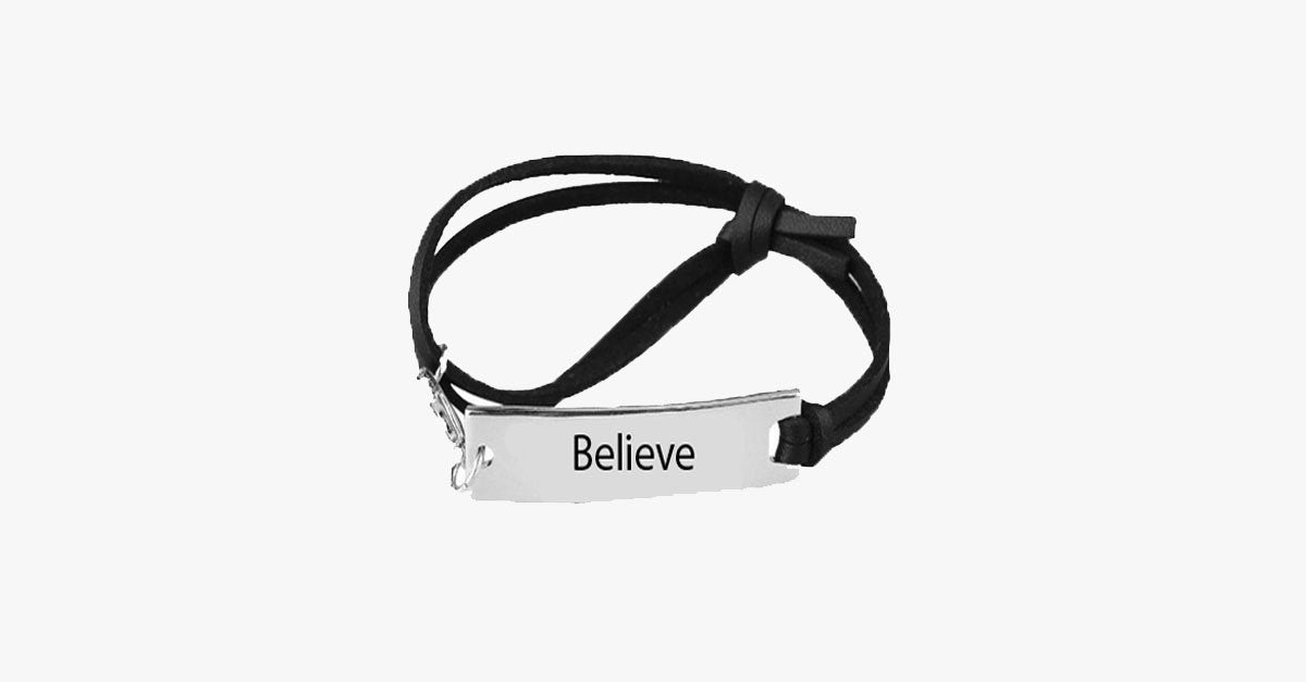 Believe Leather Strap Bracelet