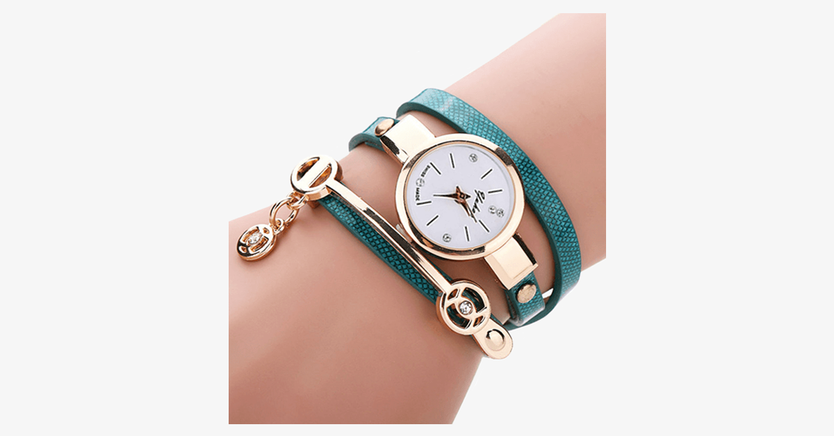 Gold Charm Wrap Watch - Multi Color Vegan Leather Watch for Stylish People