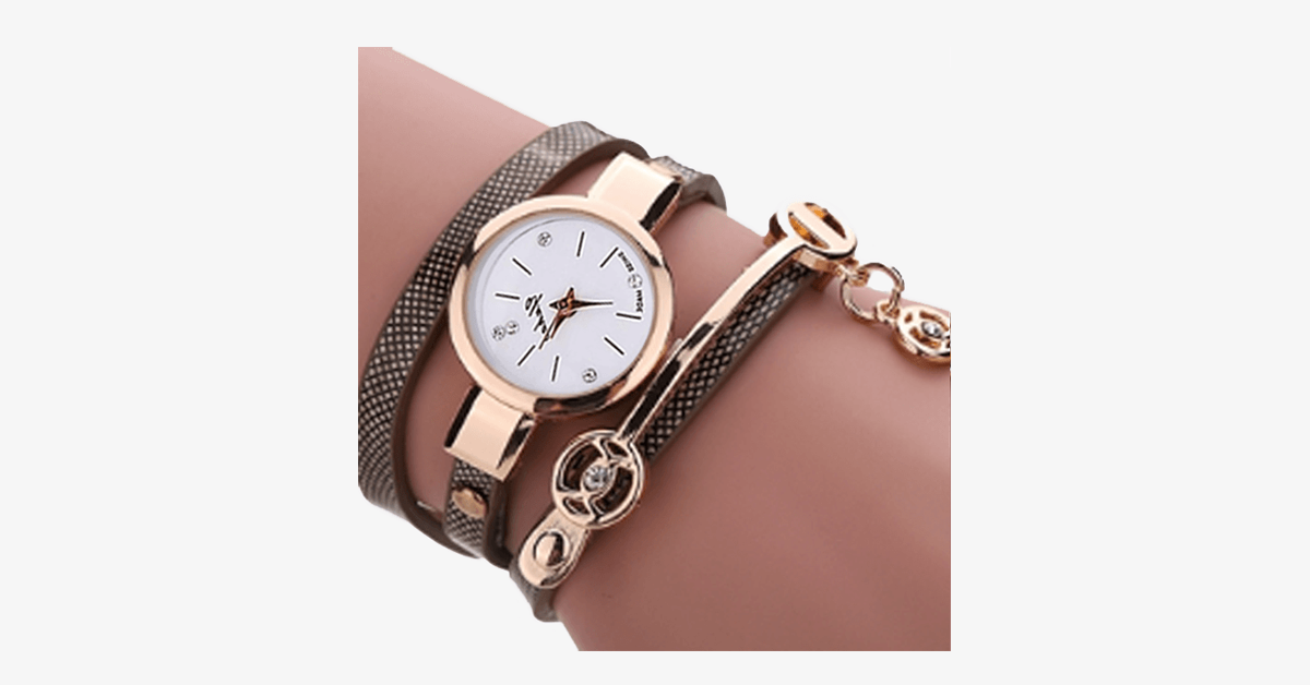 Gold Charm Wrap Watch - Multi Color Vegan Leather Watch for Stylish People