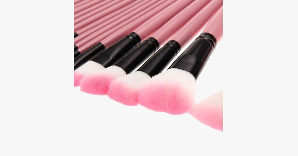 Professional Pink Makeup Brush Set - Made from Synthetic Hair - 32 Piece - Flawless Application