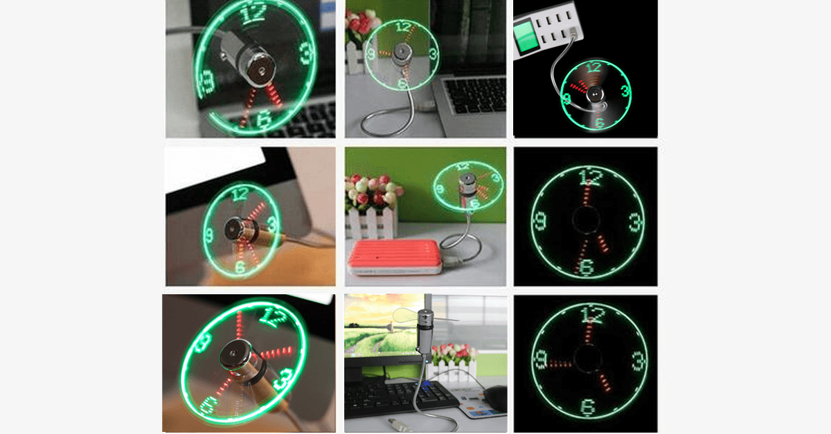 2-in-1 LED Light USB-Cooling Fan with Real-Time Clock - Think Different