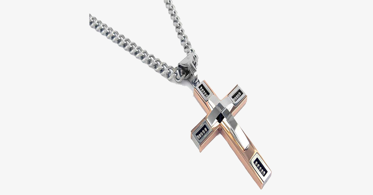 Stainless Steel Beaded Cross Men's Pendant