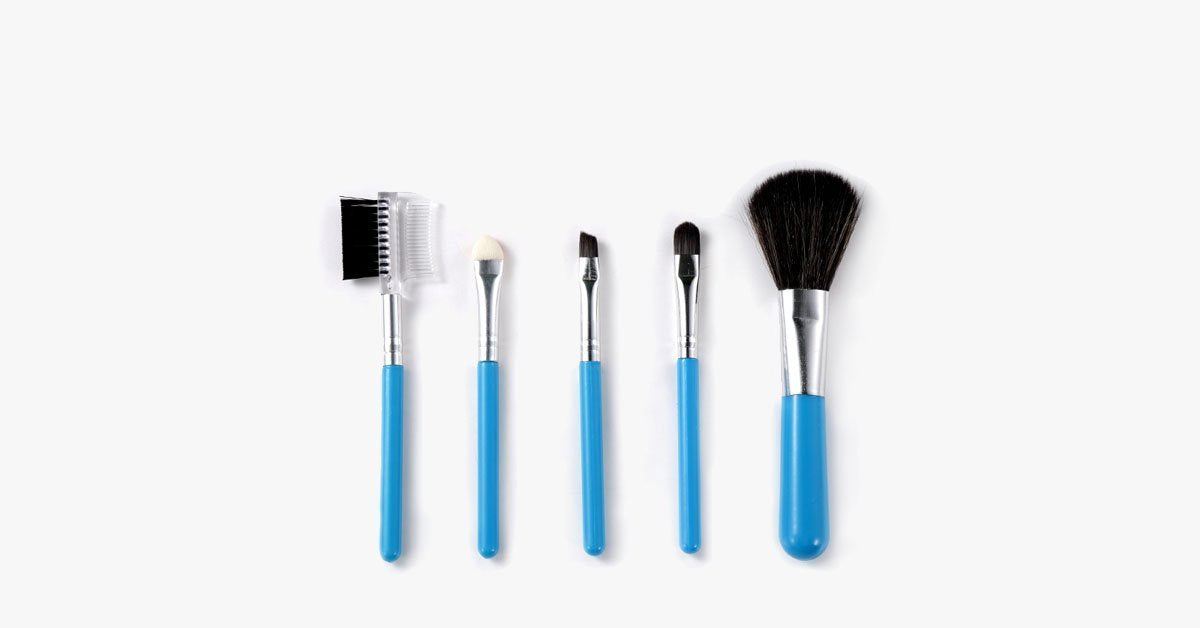 5 Piece Makeup Brush Set - for Blush, Concealer & Eye Shadow Application - Cruelty-free Synthetic Brush Travel Kit