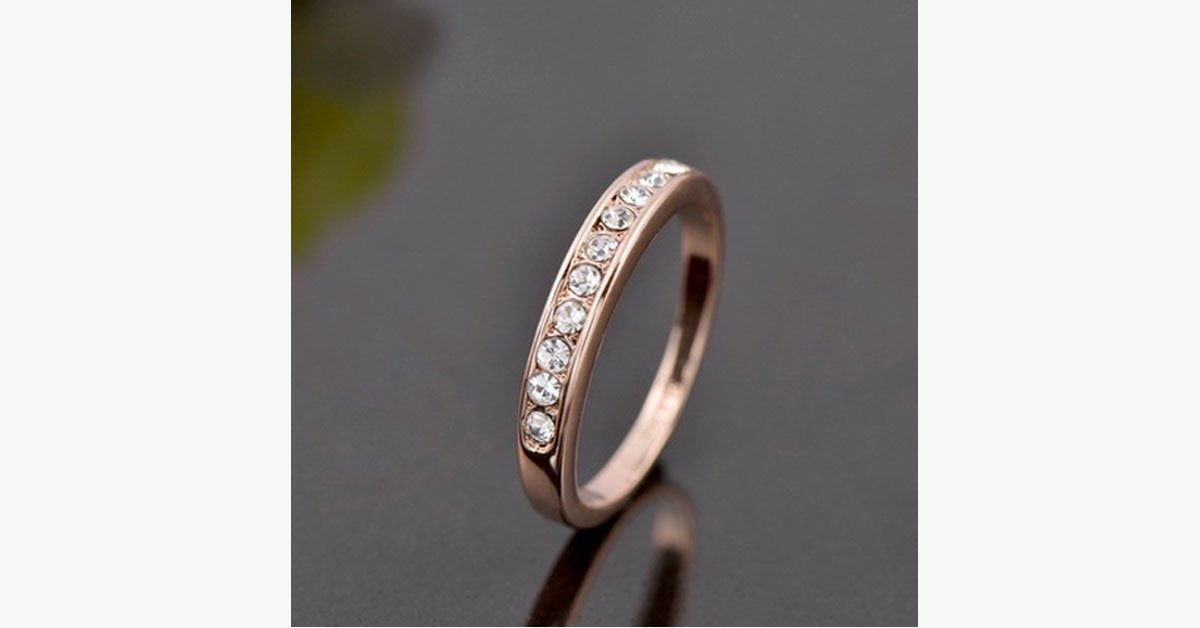 18K Rose Gold Simulated Diamond Ring Eternity Bands for Women in 4 Sizes – Add a Hint of Glam to Your Hand