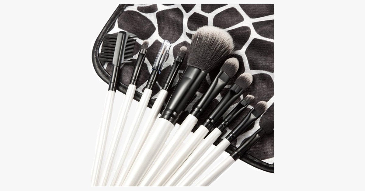 Eyeshadow Brush Kit with Charcoal Giraffe Design Case, 10 Piece Set