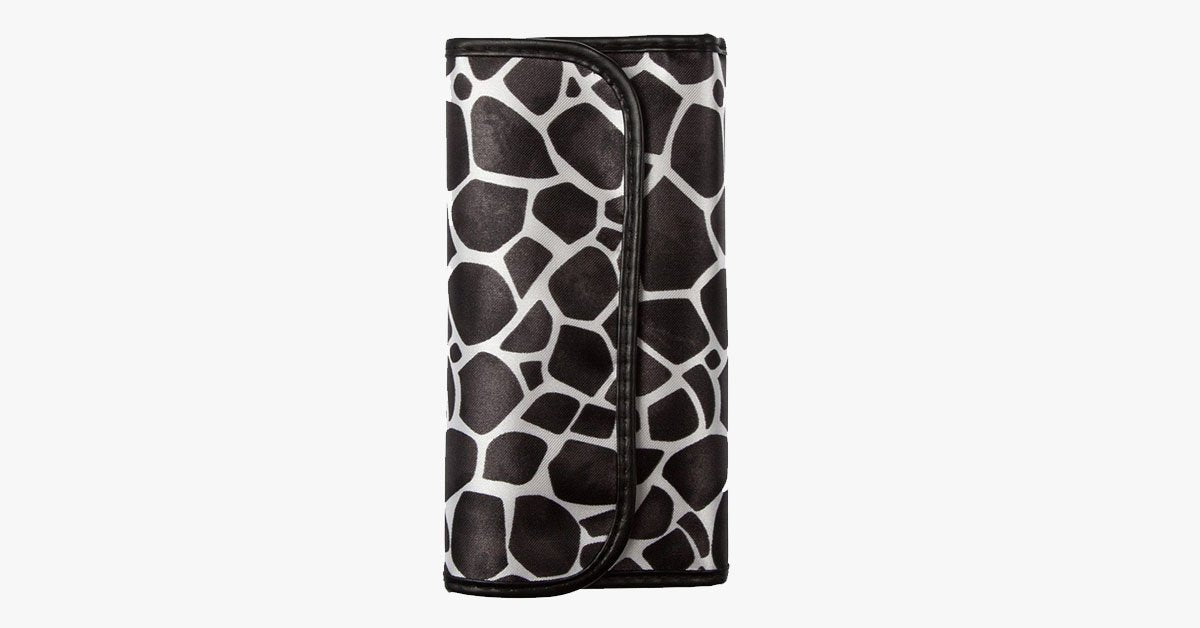 Eyeshadow Brush Kit with Charcoal Giraffe Design Case, 10 Piece Set