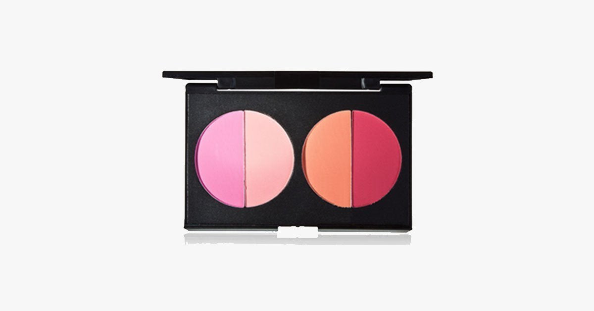 4 Color Makeup Palette - Flawless Highlighting Makeup Kit - Perfect Blush Powder Kit with Dark & Light Pink Shades