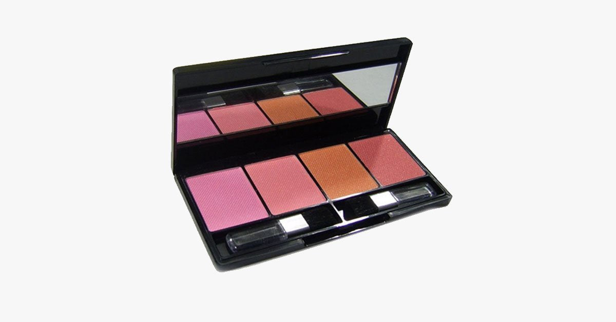 4 Color Blush Palette - Professional Powder Makeup - Pink & Bronze Shades