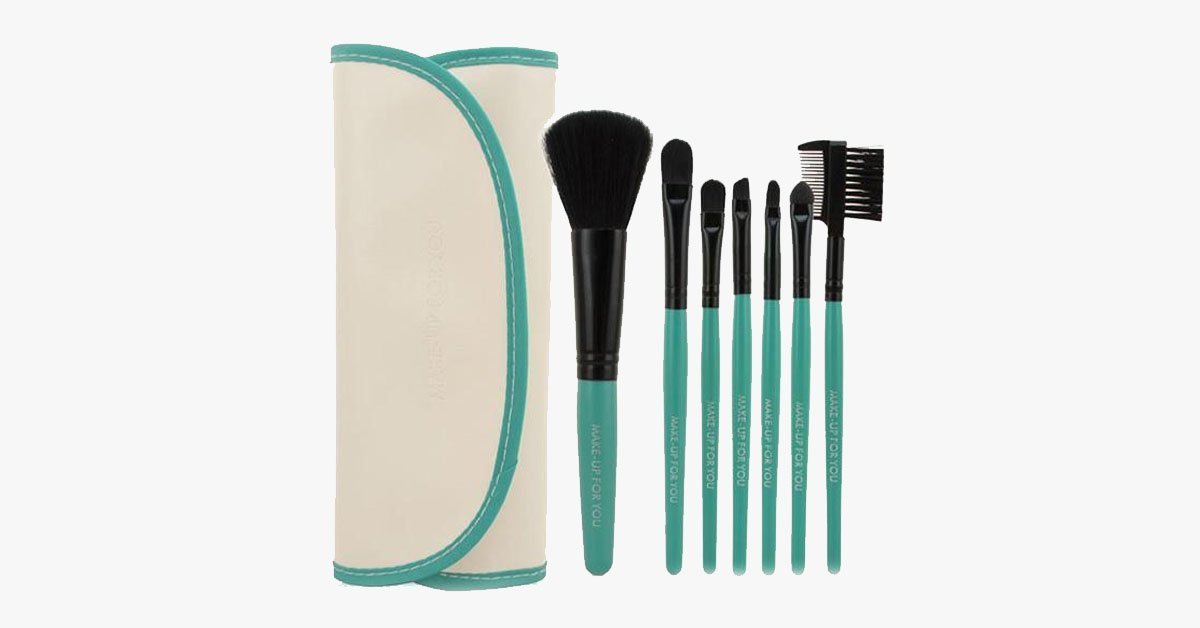 7 Piece Brush Set with Travel Case - Made with Synthetic Hair for Flawless Application - Durable, Soft & Easy to Use