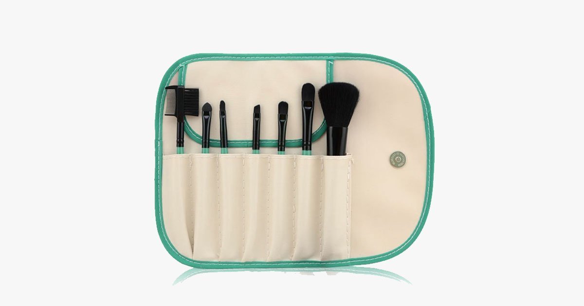 7 Piece Brush Set with Travel Case - Made with Synthetic Hair for Flawless Application - Durable, Soft & Easy to Use