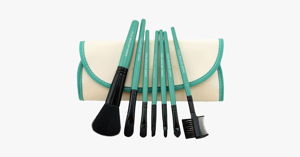 7 Piece Brush Set with Travel Case - Made with Synthetic Hair for Flawless Application - Durable, Soft & Easy to Use