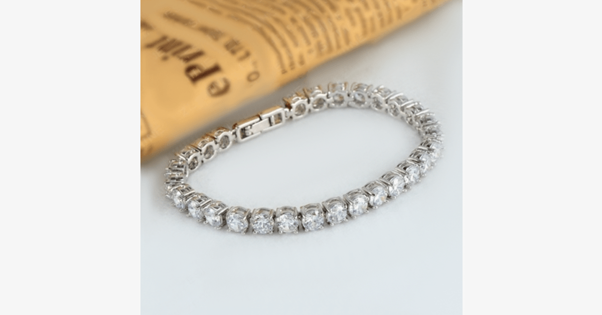 Diamond Eternity Bracelet in Silver Color - Round Cut Diamond Zircon Stones - Make You Look Gorgeous