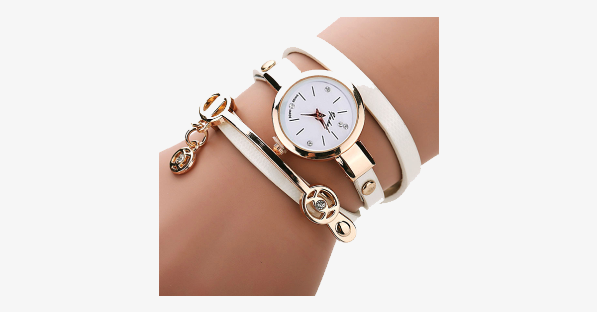 Gold Charm Wrap Watch - Multi Color Vegan Leather Watch for Stylish People