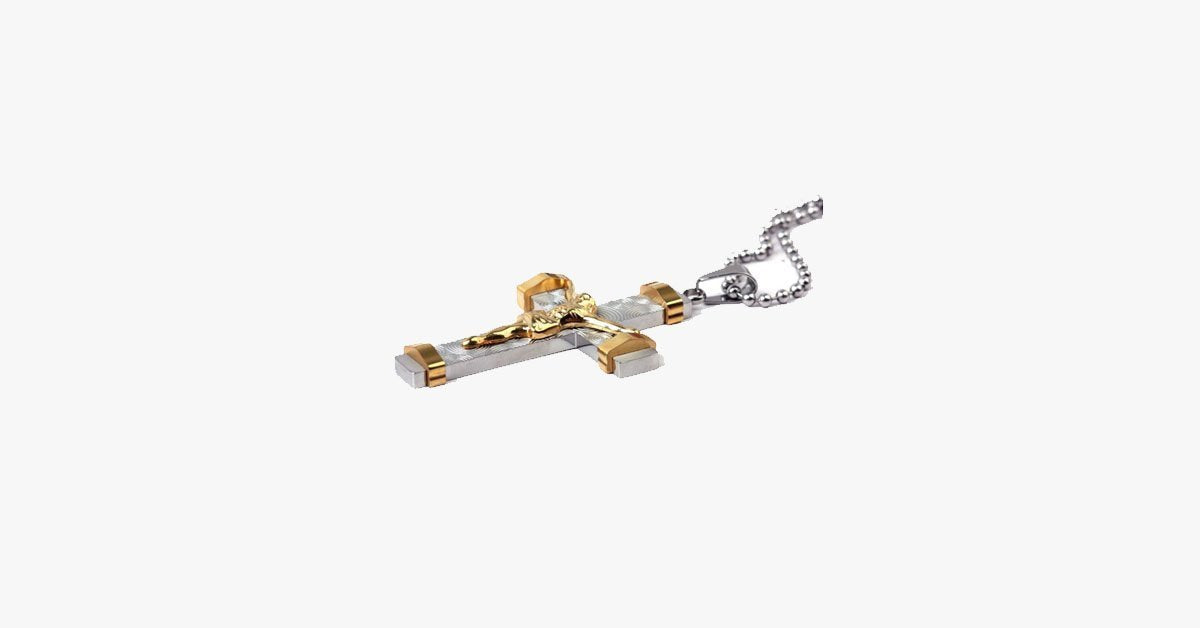 24K Gold Plated Two Tone Cross Pendant