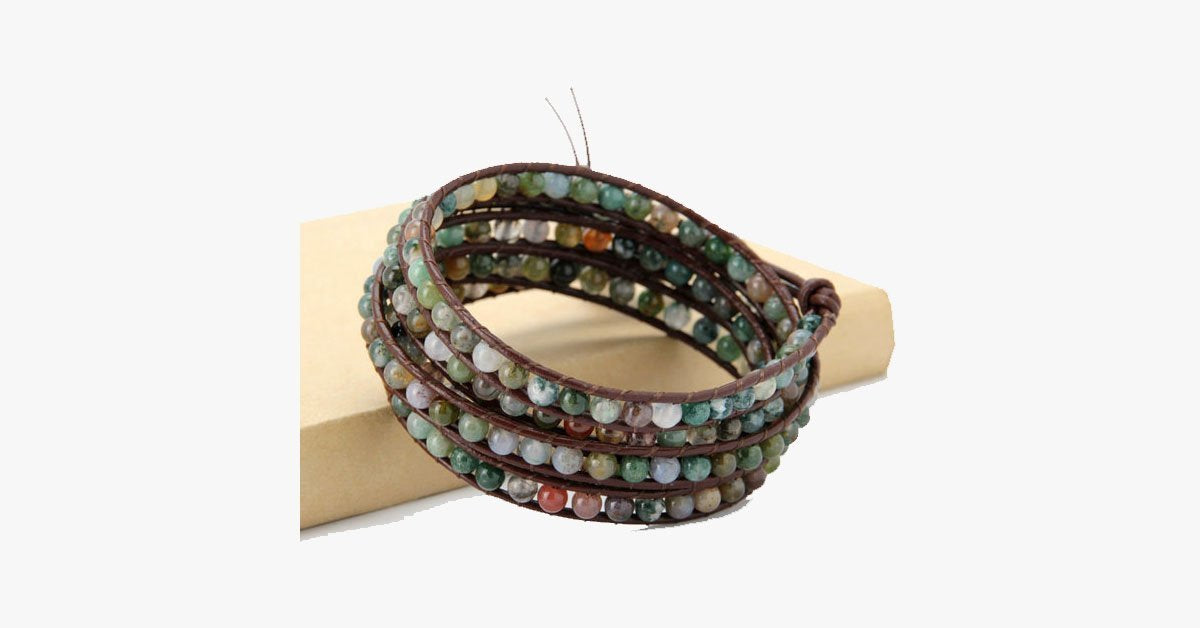 4MM India Agate Stone Wrap Bracelet