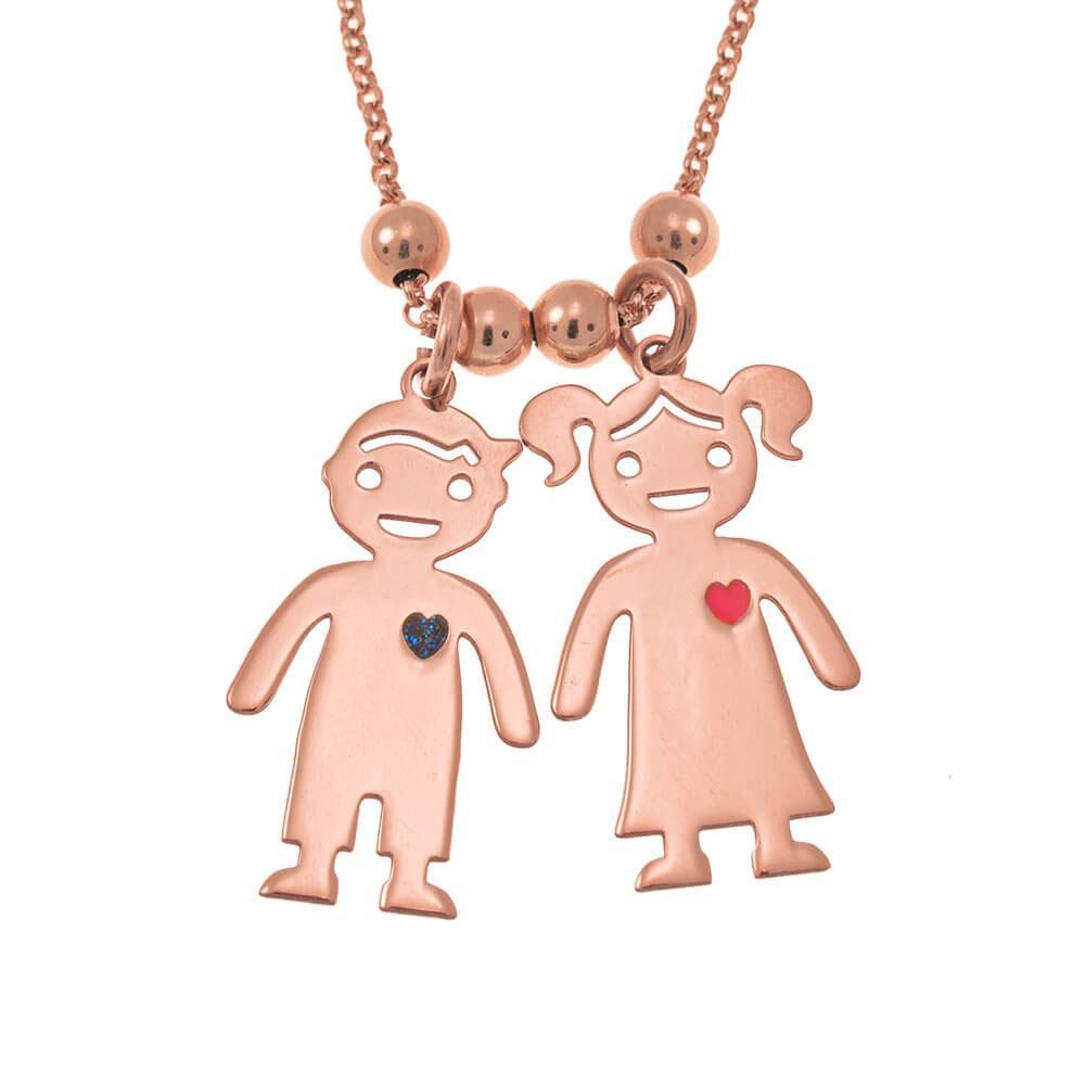 Necklace with Engraved Children Charms