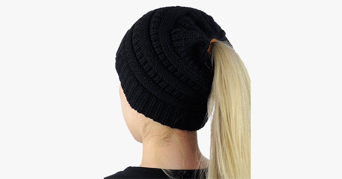 Soft Knit Ponytail Beanie