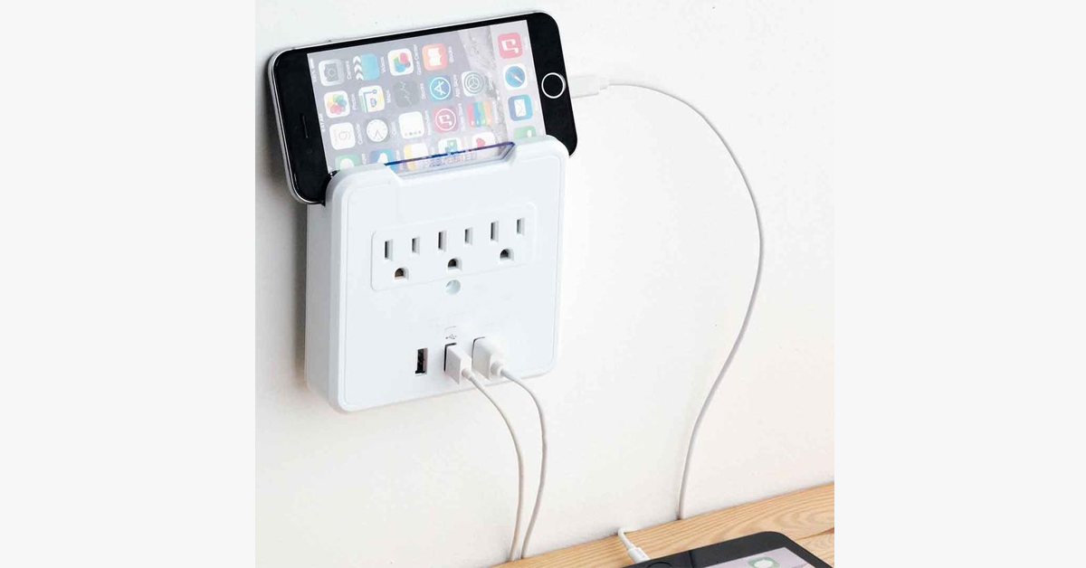 USB Wall Plate with Built-In Phone Mount