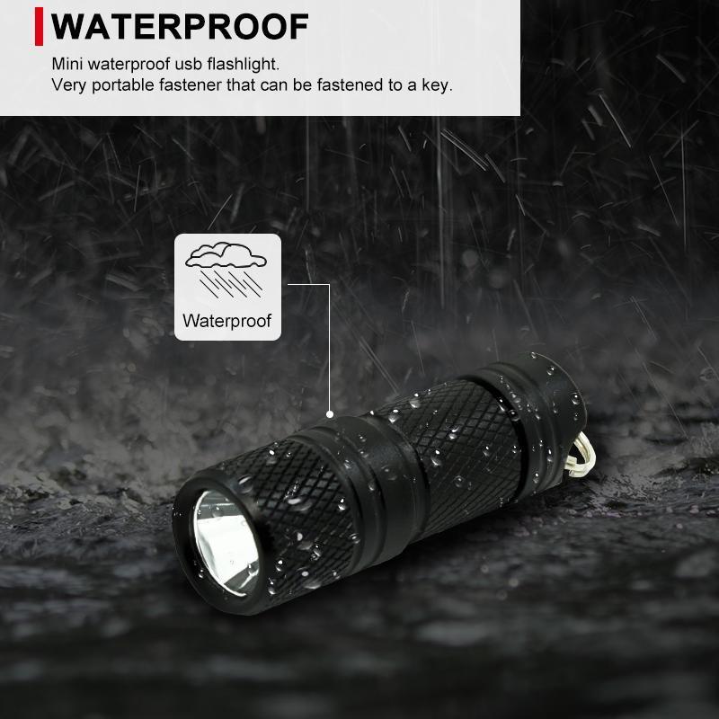 Pocket Mini LED Flashlight USB Rechargeable