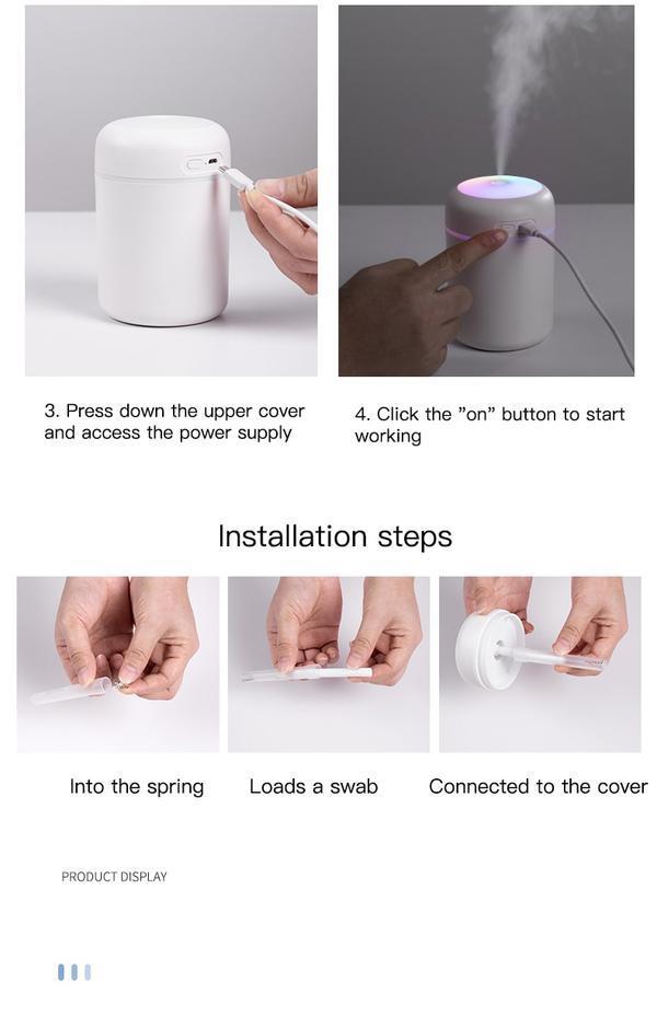 Portable H2O Ultrasonic Air Humidifier with Romantic Light