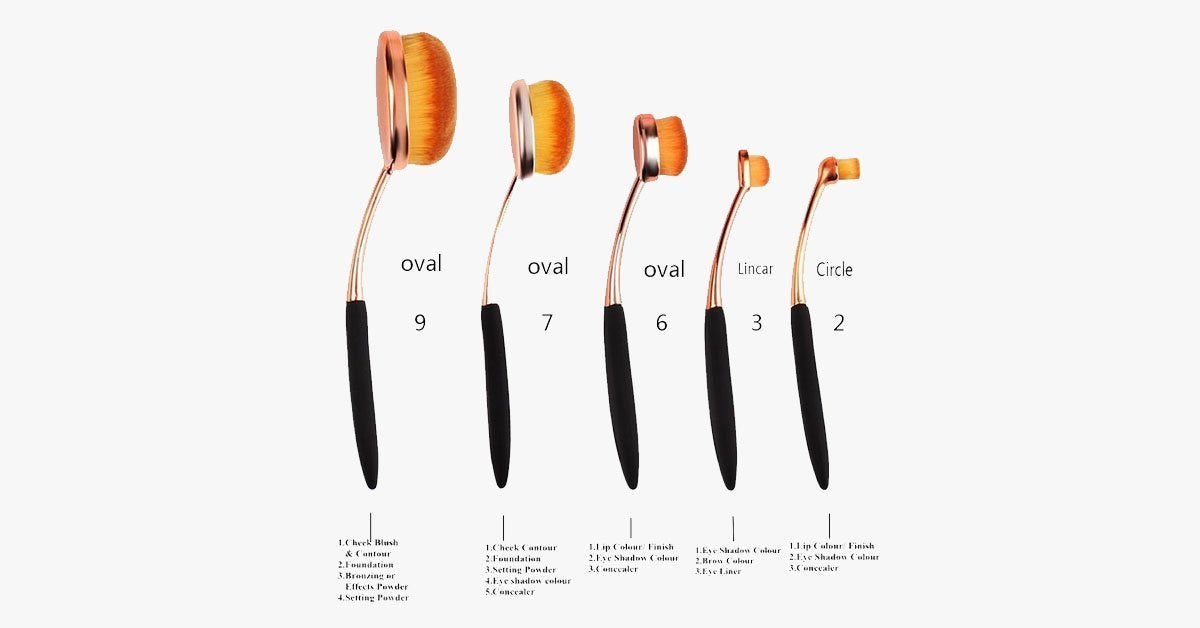 Oval Makeup Brush Set in Rose Gold – A Brush for Every Need