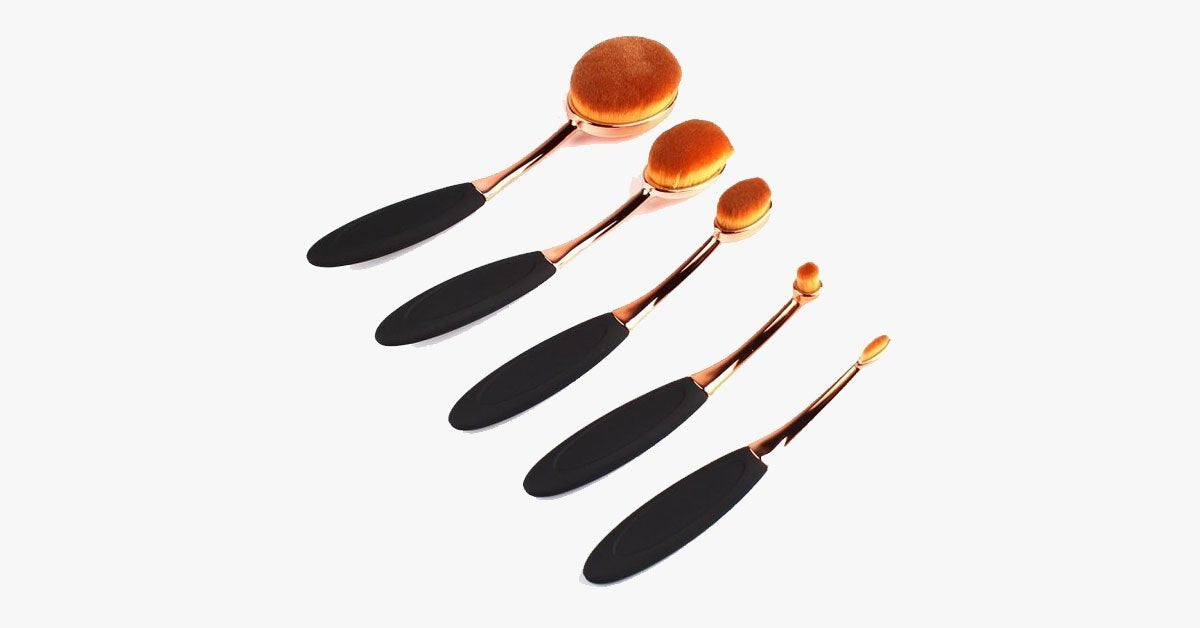 Oval Makeup Brush Set in Rose Gold – A Brush for Every Need