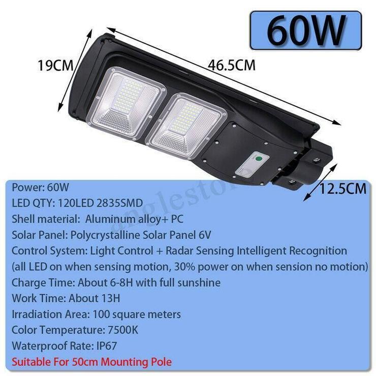 SolarMax - 3200 Lumens - 60W - 120LED Solar Street Light