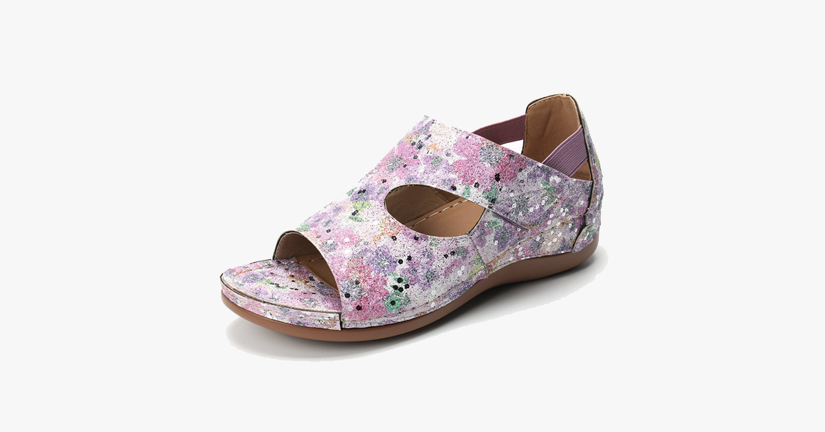 Adjustable Floral Pattern Summer Sandals
