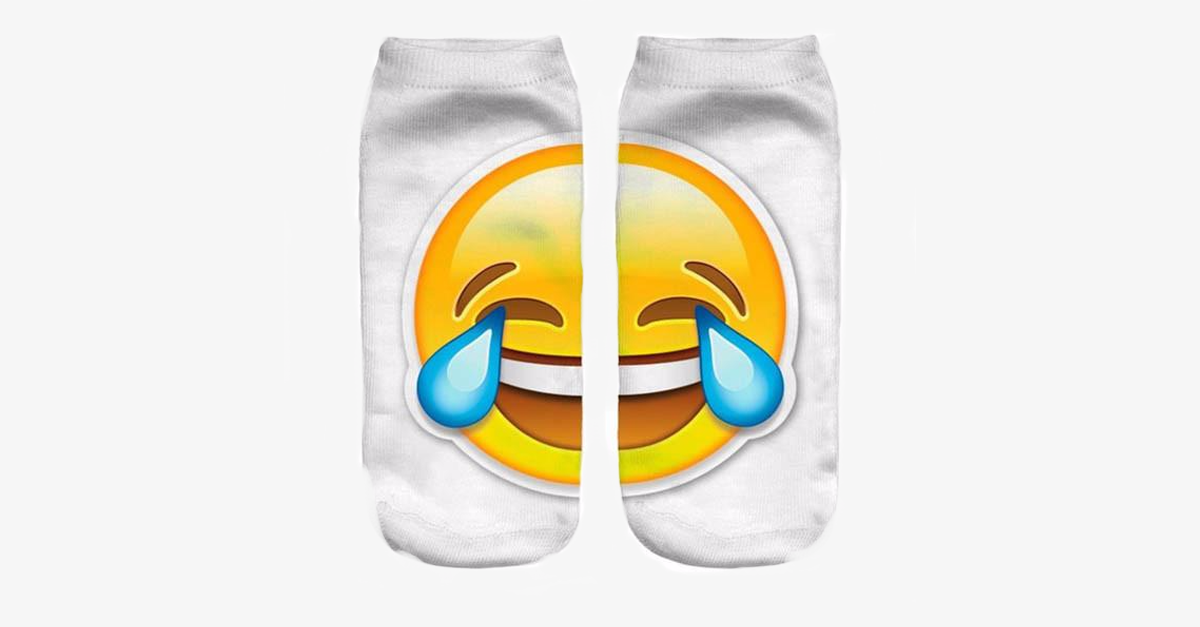 3D Laughing Emoji Fashion One Side Print Cotton Socks