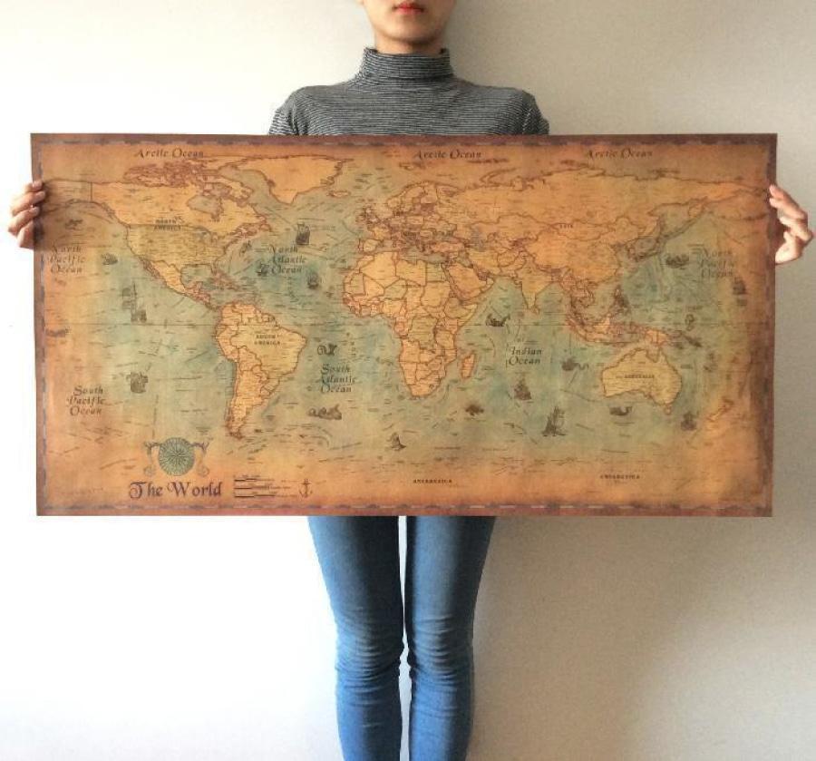 Vintage Nautical World Map Poster